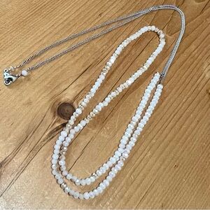 CHAN LUU Beaded Sterling Silver Long Necklace - 42” long, crystal beads